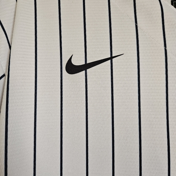 Nike White Pinstripe New York Yankees Men's Shirt/ Jersey LANGLEY 99 Size XL - Picture 3 of 9